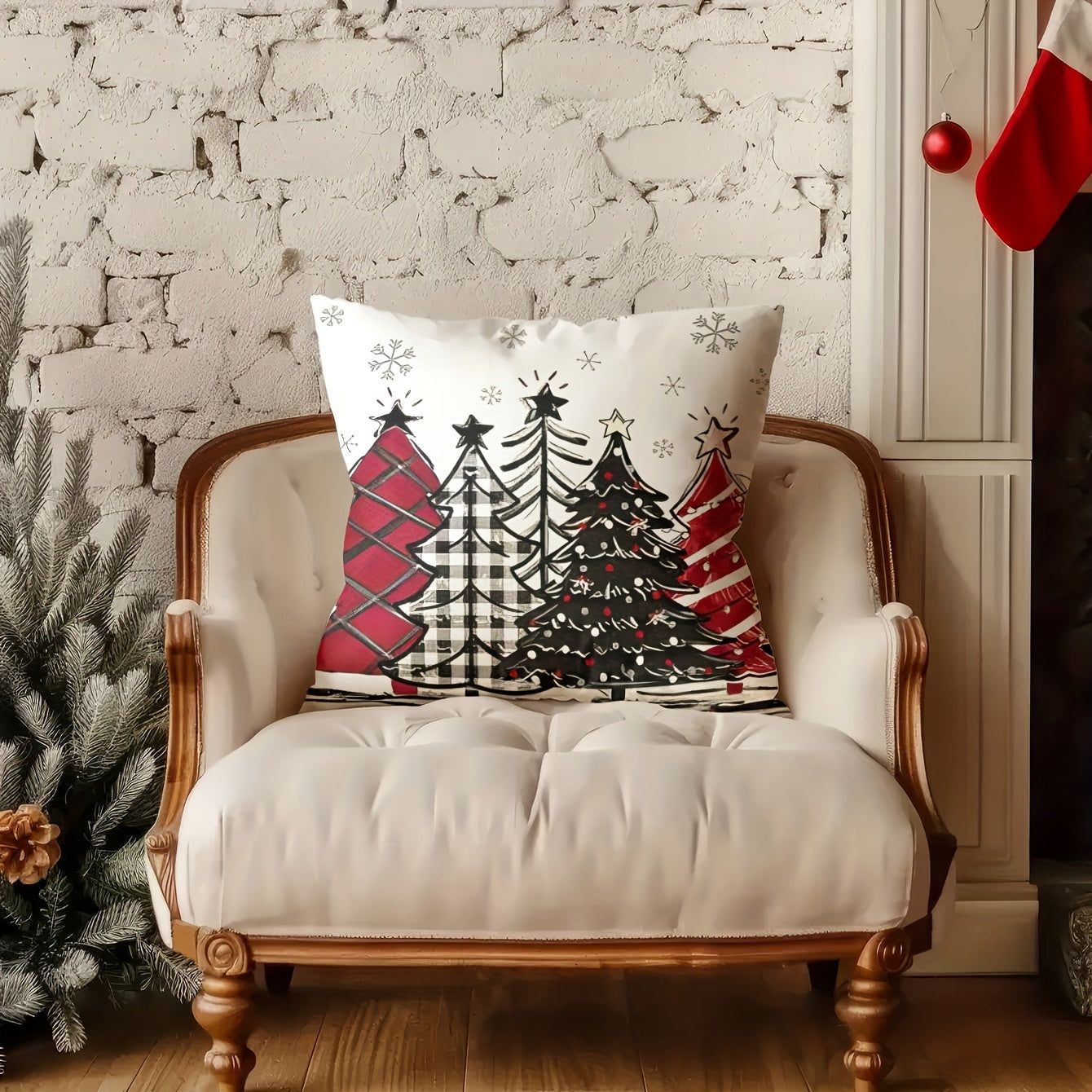 4pcs Festive Christmas Pillow Covers, 44.96cm x 44.96cm, Super Soft Polyester, Reversible Santa Claus & Reindeer Designs with Zip Closure - Ideal for Sofa, Living Room, Bedroom Decor (No Inserts), Christmas Pillow Covers