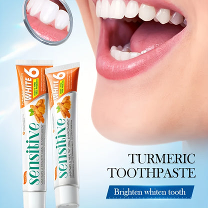 Natural Turmeric Teeth Toothpaste with Ginger Extract - 6-in-1 Formula for Deep Cleaning, Sensitivity Relief & Plaque Control, Whitens Teeth, Freshens Breath, Moisturizing for Healthy Gums, Vegan & Ethically Made, 100g