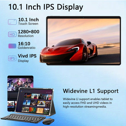 CRELANDER W30 2 in 1 Tablet PC Android 15 Tablet, RAM 12GB (4+8GB Expand)+128Gb ROM, with Case, (Keyboard, Mouse, Pen) Can Optional, 2.4G/5G Wifi, GMS, GPS, Google, Pad, Tablet PC, Tablet, Pad