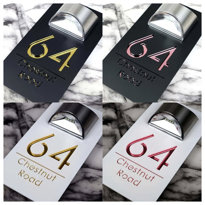 Customizable Text Solar-Powered Double-Layer Acrylic Door Sign - Golden and Silvery Dual-Layer Acrylic Design - Suitable for Companies, Homes, Apartments, Bars, etc. as Outdoor Entrance Street Address Wall Decor