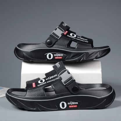 2025 Men's Slippers for Summer Outdoor Wear, Anti-slip and Deodorant Sports Casual Driving Dual-purpose Couple Sandals Fashionable Beach Flip-flops