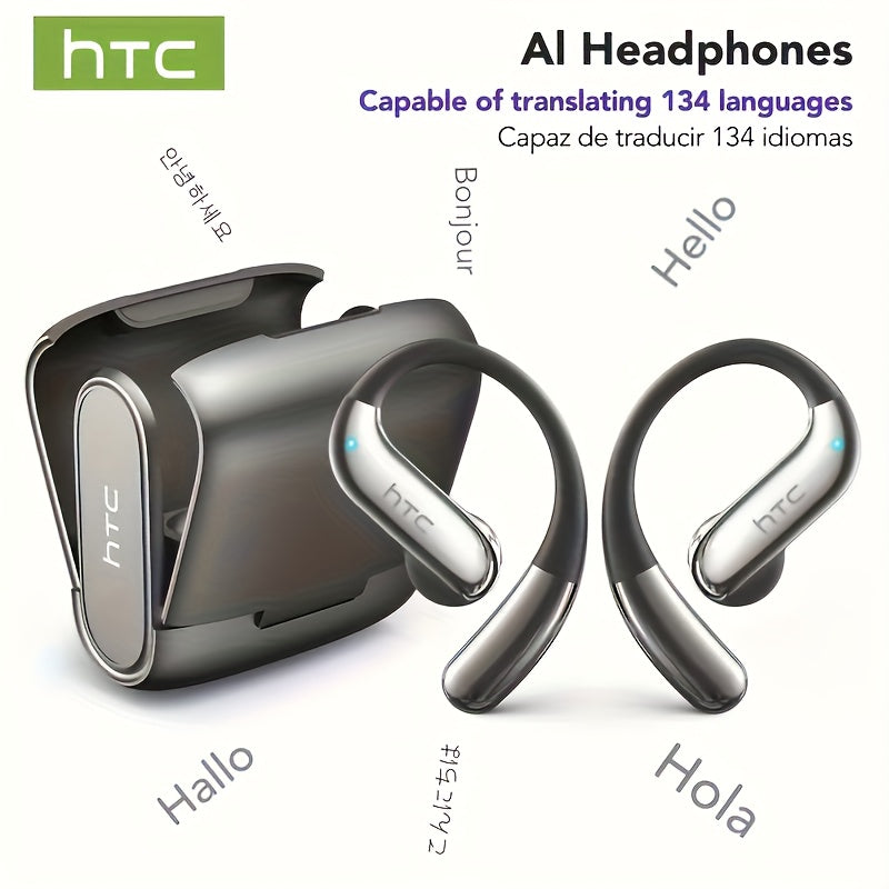 HTC NE23 AI Wireless Translation Earbuds Supports Real-Time Translation Between 135 Languages, Featuring Extended Battery Life, Comfortable Fit And High-Definition Noise Cancellation. Suitable for All Scenarios Including Spor