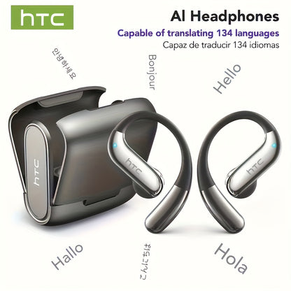 HTC NE23 AI Wireless Translation Earbuds Supports Real-Time Translation Between 135 Languages, Featuring Extended Battery Life, Comfortable Fit And High-Definition Noise Cancellation. Suitable for All Scenarios Including Spor