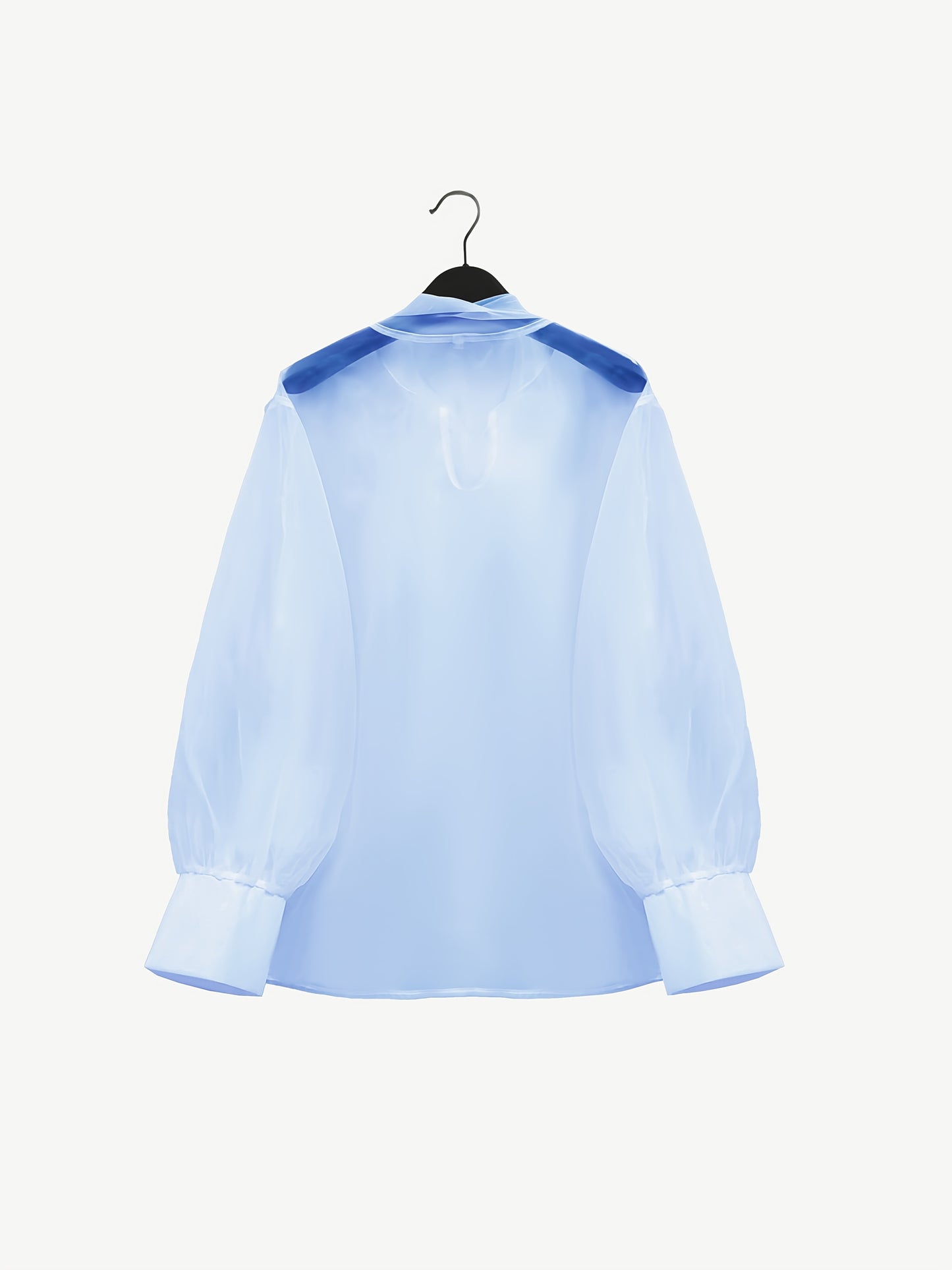 Elegant Plus Size Women'S Blouse with Sexy Bow Collar, Bubble Sleeves, and Pearl Accents - Chic Solid Color Non-Stretch Fabric for All Seasons, Plus Size Blouses