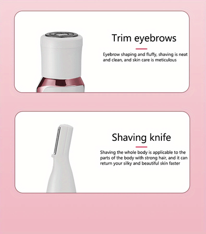 4 In 1 Women's Electric Hair Remover/Women's Multi-Function Electric Hair Remover Set/Women's Bikini Trimmer/USB Rechargeable/Hair Remover for Pubic Hair, Eyebrows, Nose, Face, Legs, / Portable, Gentle, Women's Gift, Mother's