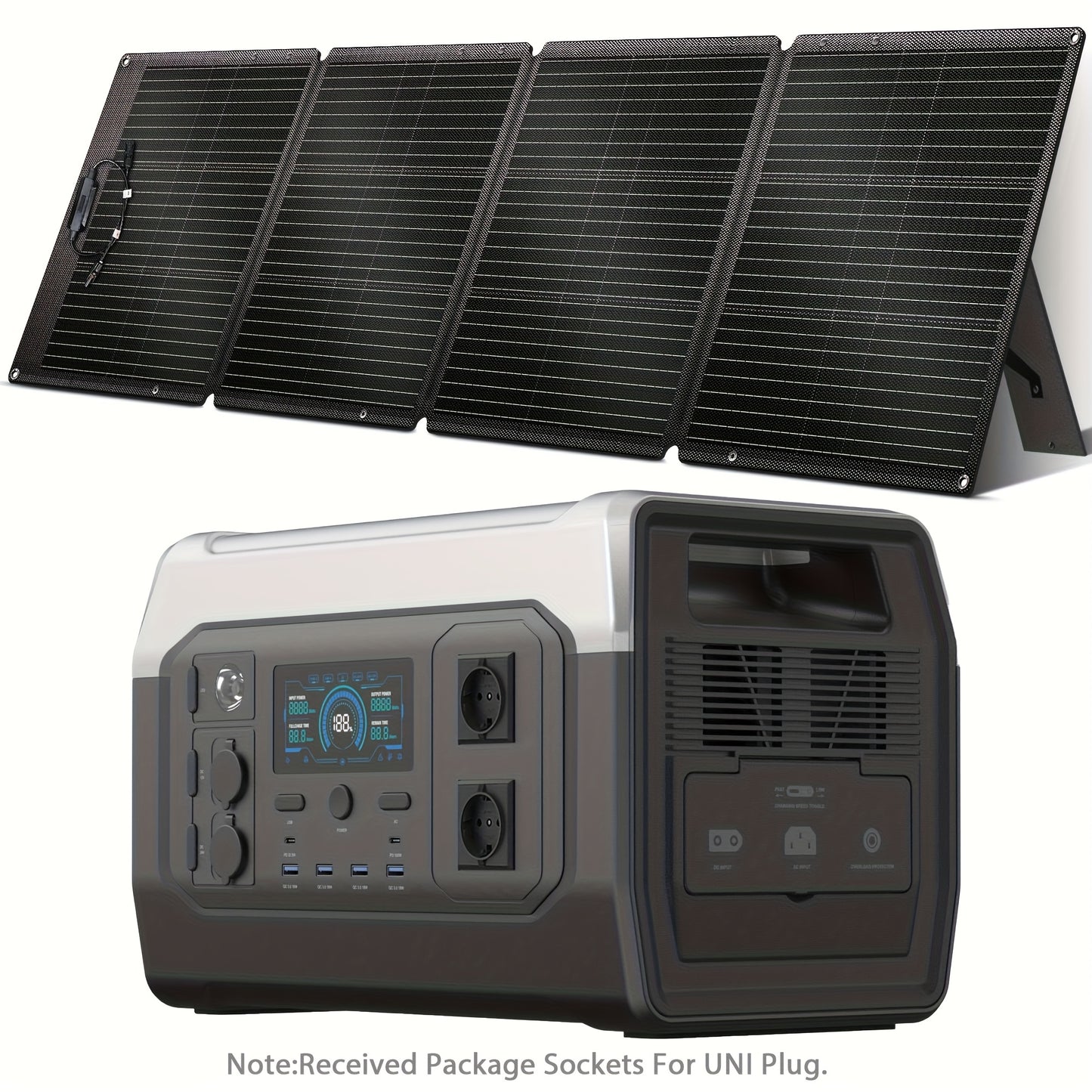 Estação de energia portátil CTOLITY XP1000 de 1800 W com painel solar ETFE de 200 W, bateria LFP de 1024 Wh, gerador solar para campismo, roulottes e viagens.