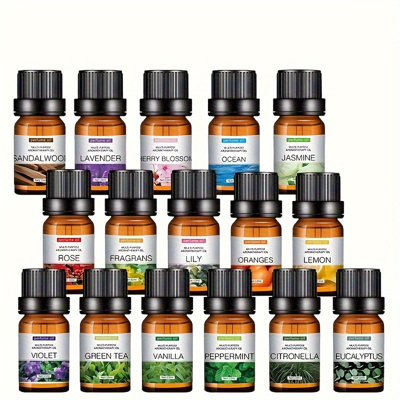Essential Oils, 10ml Each, Assorted Scents For Home Fragrance, Includes Lavender, Peppermint, Lemon &amp; More, Perfect For Diffusers, Candle Making
