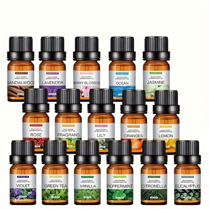 Essential Oils, 10ml Each, Assorted Scents For Home Fragrance, Includes Lavender, Peppermint, Lemon &amp; More, Perfect For Diffusers, Candle Making
