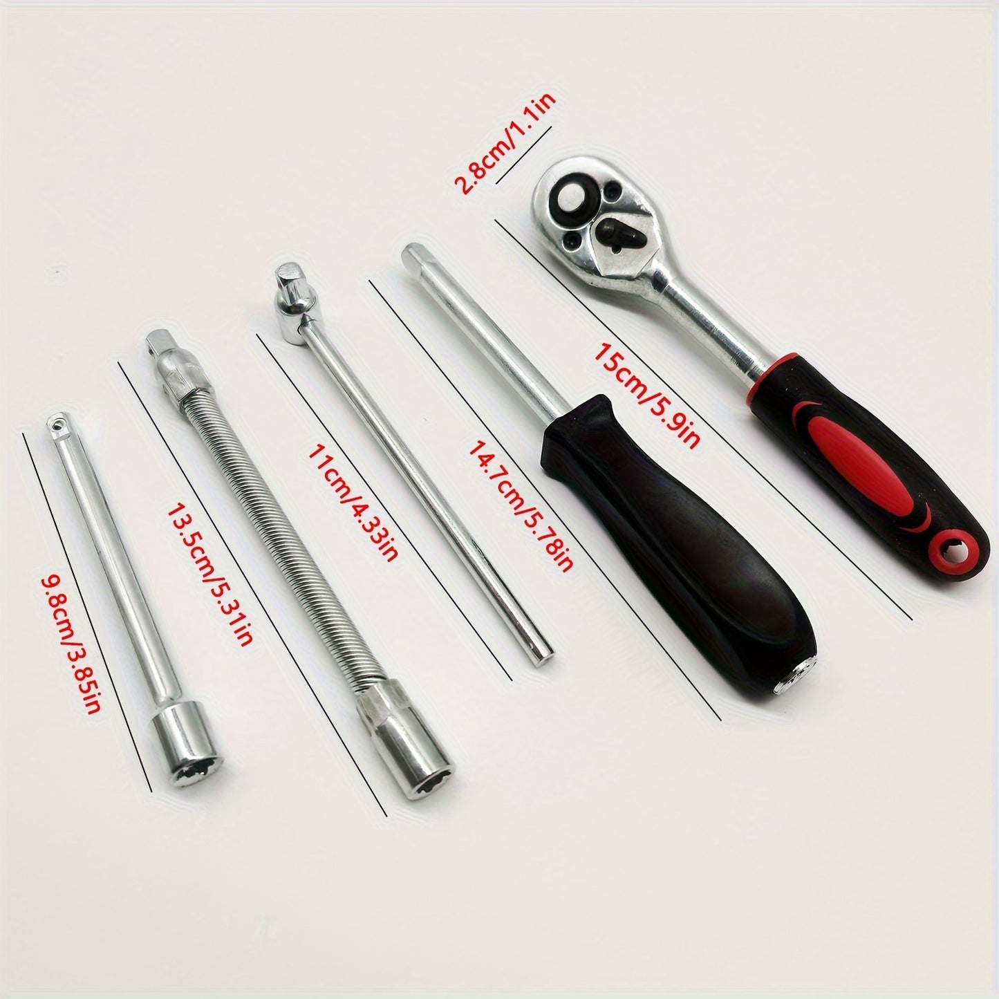 46pcs Motorcycle And Car Repair Toolkit: Ratchet Torque Wrench, Wrench, Screwdriver, Socket Set - Perfect For Motorcycle And Car Repairs!