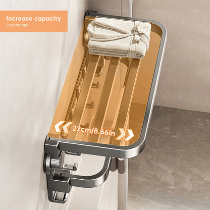 A Multifunctional Foldable Towel Rack with 1 Suction Cup, Including 2 Bases And 7 Hooks, a Space-Saving Towel Storage Rack, Suitable for Bathrooms And Balconies, Gray in Color, No Drilling Required to Change Its Position, Tow