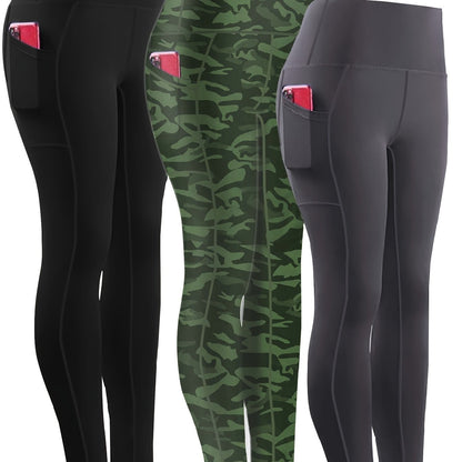 Three-piece Set, Sports Yoga Pants for Women, High Waist, Tight, Quick-Drying, Compression Pants, High Elasticity, Running Outerwear, Long Trousers, Bottoming Pants