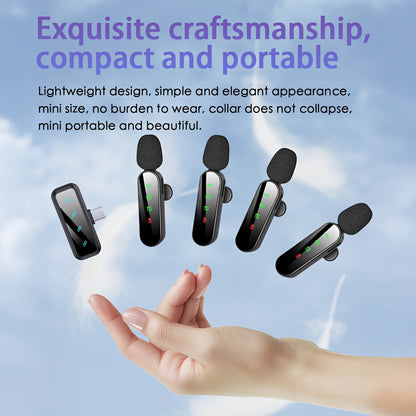 4-in-1 Professional Wireless Lavalier Microphone for 4 People, Plug-and-Play with Intelligent Noise Reduction, Windproof Ball, Compatible with Smartphones, Laptops, and Tablets, USB-C Charging, 2.4G/3G/4G/5G, Video Conference