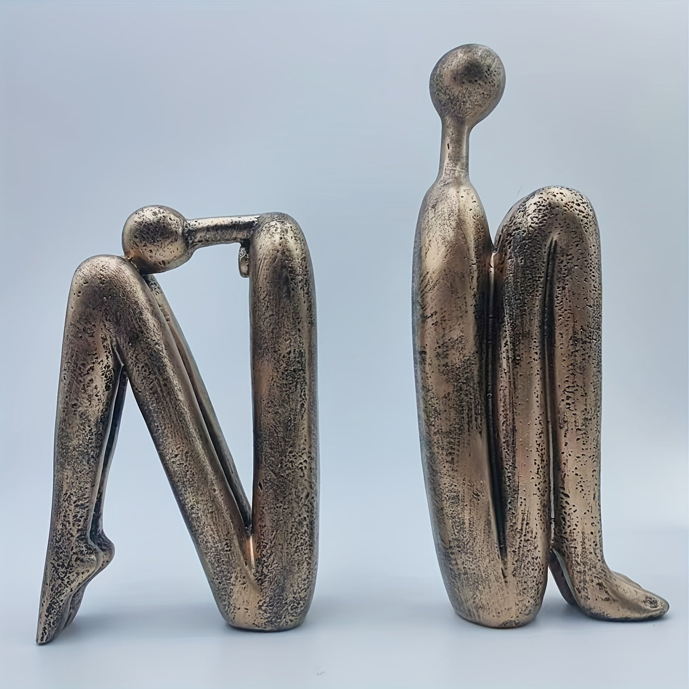 Modern Resin Seated Human Figure Bookends 2 Pieces