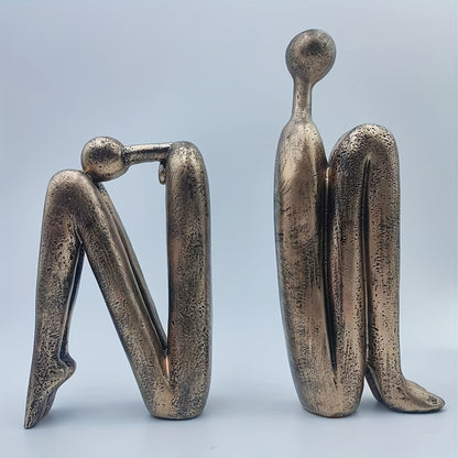 Modern Resin Seated Human Figure Bookends 2 Pieces