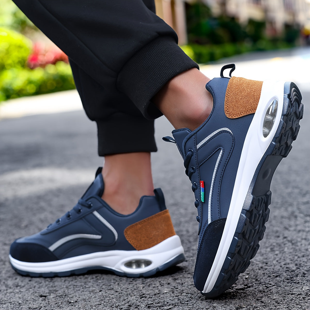 Calçado desportivo casual para homem com amortecimento de ar, confortável e leve para conduzir, lazer, treino e caminhadas ao ar livre.