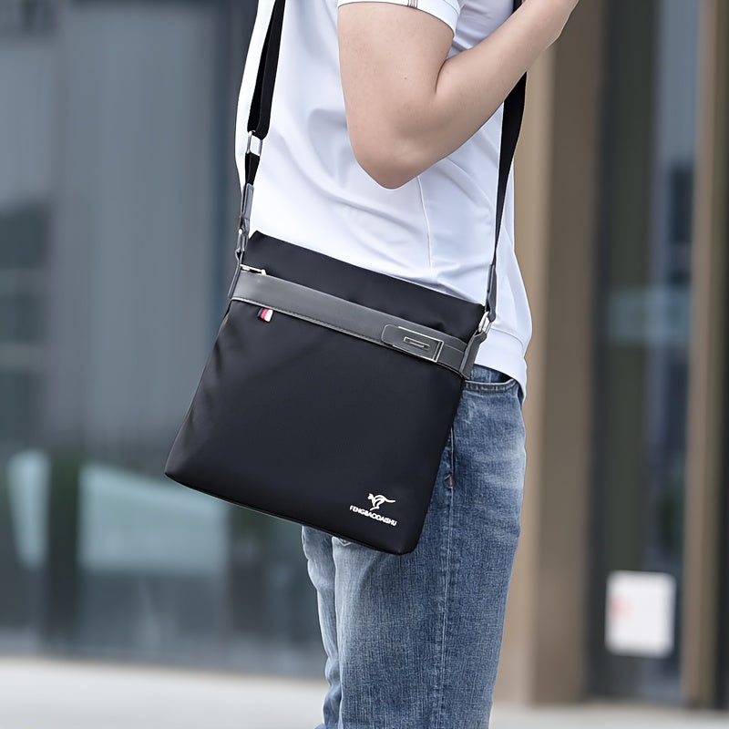 Men's High Quality Oxford Fabric Crossbody Backpack - Lightweight Large Capacity with Adjustable Strap, Multiple Compartments & Zippered Pocket, Navy Blue & Black for Business, Travel, Commuting - Stylish Durable Casual Work