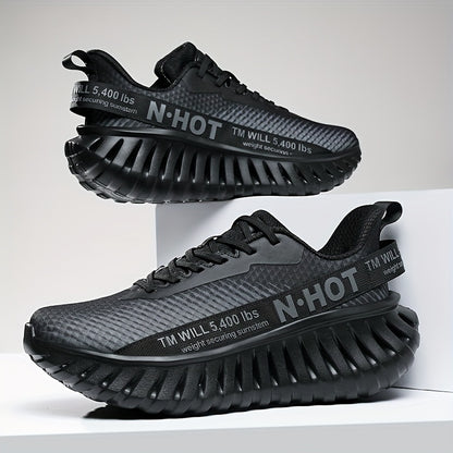Men'S Lightweight Running Shoes - Non-Slip Grip, Breathable Athletic Sneakers with Cushioned MD Sole - All-Season Gym, Jogging, Hiking, Training Shoes - Low-Top Design for Road, Trail, Casual Attire - Lace-Up Closure (Black)