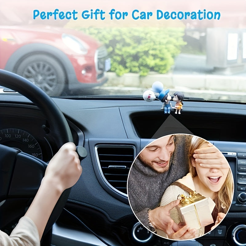 Cute Ornaments Couple Action Figurines Balloons Ornaments For Car Dashboard Decoration