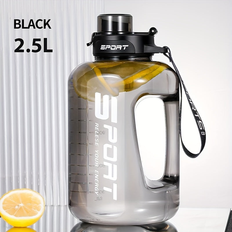 1pc 2.5L/84.54oz Large Capacity Spill-Proof Water Bottle - Portable, Durable PC Plastic with Flip-Top Lid, Ideal for Outdoor Sports, Travel and Fitness, Hydrate in Style with "SPORT" Motivational Design, Sports Water Bottle