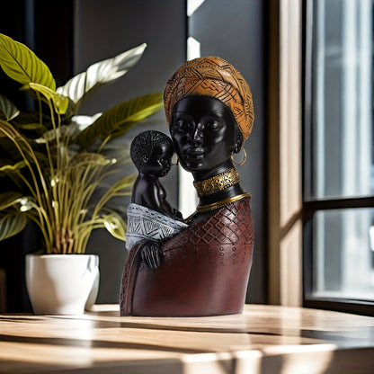 Resin African Mother and Child Statue Decorative Home Sculpture