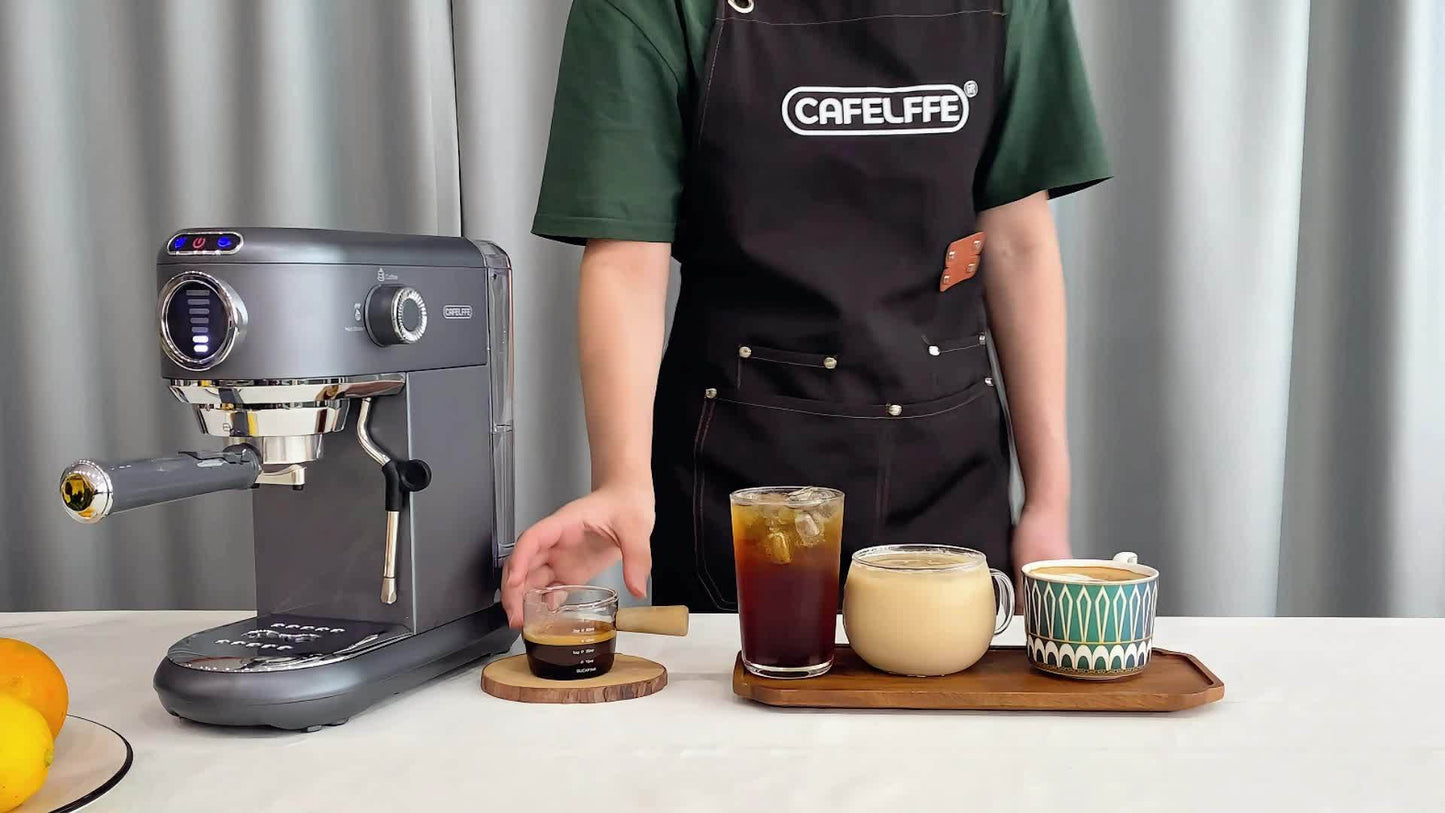 CAFELFFE Cold/Hot Semi-Automatic Espresso Machine, Stainless Steel Multi-Function Latte & Cappuccino Maker with Built-in Milk Frother/Steam Wand, Upgraded 7-Level Water Volume Control, Compatible with Ground Coffee & ESE Pods