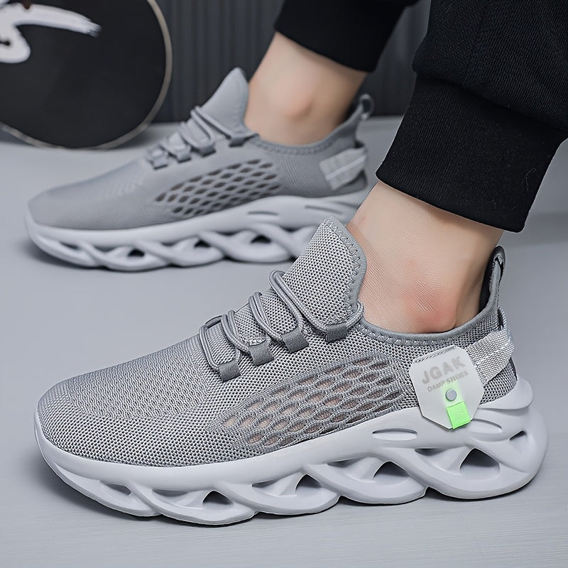 Men's Big & Tall Sneakers - Lightweight Breathable Running Shoes, Slip-Resistant MD Outsole, Lace-Up Closure Sneakers for Gym, Hiking, Casual - All-Season Gym Shoes (Grey/), Hiking Footwear, Modern Dad Shoes, Flexible Footwea