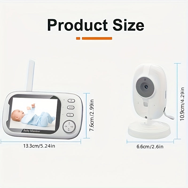 Baby Monitor,with 720P , 8.89 cm LCD Screen, Wireless 274.32meter Transmission  Baby Monitor Range, Auto Night Vision, 2-Way Audio Calling, Temperature Sensor and 8 Lullaby Songs, Editor with, Portable Monitor, Compact Design