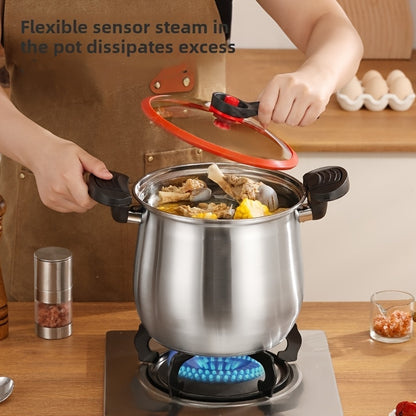 Heavy-Duty Stainless Steel Quick Boiling Pot - Induction & Gas Stove Compatible, Large Capacity Multi-Use Cookware with Lid Lock, 201 Grade Pot for Frying, Simmering, Steaming, Slow Cooking - Induction Cooktop Compatible