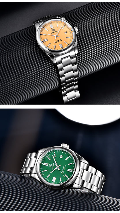 1pc BENYAR Men's Mechanical Wristwatch, 10Bar Waterproof Automatic Watch, Stainless Steel Sports Diving Watch For Men, Ideal choice for Gifts