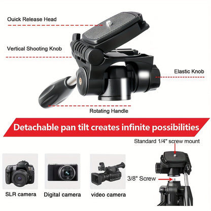 Aluminum Professional 187.96 cm Tripod with 360° Ball Head, Panoramic Shooting, Adjustable Height, Camera Tripod with Carrying Bag for Camera/Ring Light/Projector/Mobile Phone/DSLR