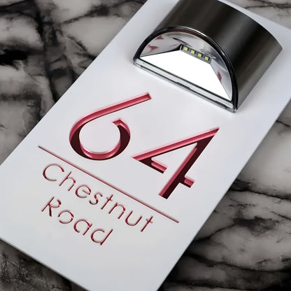 Customizable Text Solar-Powered Double-Layer Acrylic Door Sign - Golden and Silvery Dual-Layer Acrylic Design - Suitable for Companies, Homes, Apartments, Bars, etc. as Outdoor Entrance Street Address Wall Decor