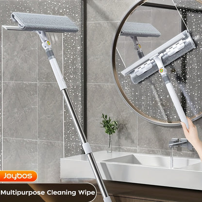 134.37cm Lengthen Microfiber Cleaning Tool, 360° Spin Flat Dust Tools, Dual-Use Dry and Wet, Stainless Steel Handle, Plastic Head, Efficient Glass Cleaner, Window Cleaning Tools, for Bathroom Doors, Windows, Floor and Car Us