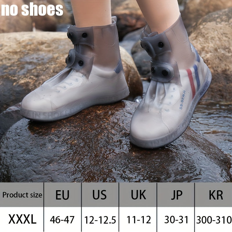 Waterproof Shoe Covers for Outdoor Work, Cycling, Skiing - Non-Slip, Durable, Soft Plastic with Adjustable Straps, White with Purple Accents, Ideal for Wet Conditions, Cycling Accessories, Sleek Design, Secure Fit Design, Wom