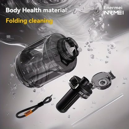 NRMEI 64oz Water Bottle with Time Marker - BPA-Free Half Gallon Hydration Flask, Large Sports Water Bottle with Straw and Lid, Handle, Suitable for Camping & Gym