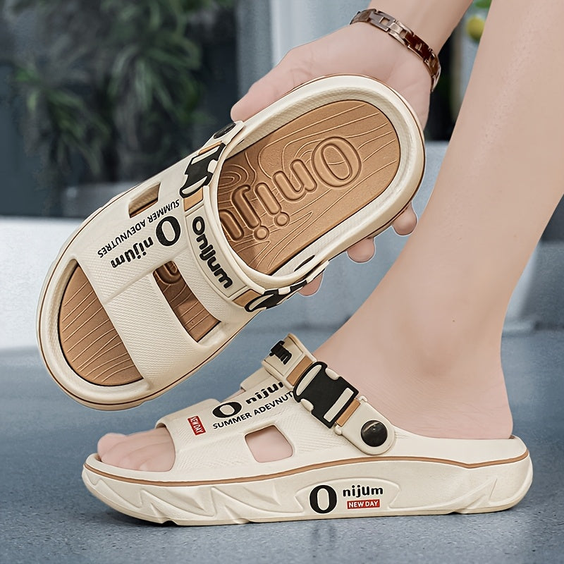 2025 Men's Slippers for Summer Outdoor Wear, Anti-slip and Deodorant Sports Casual Driving Dual-purpose Couple Sandals Fashionable Beach Flip-flops