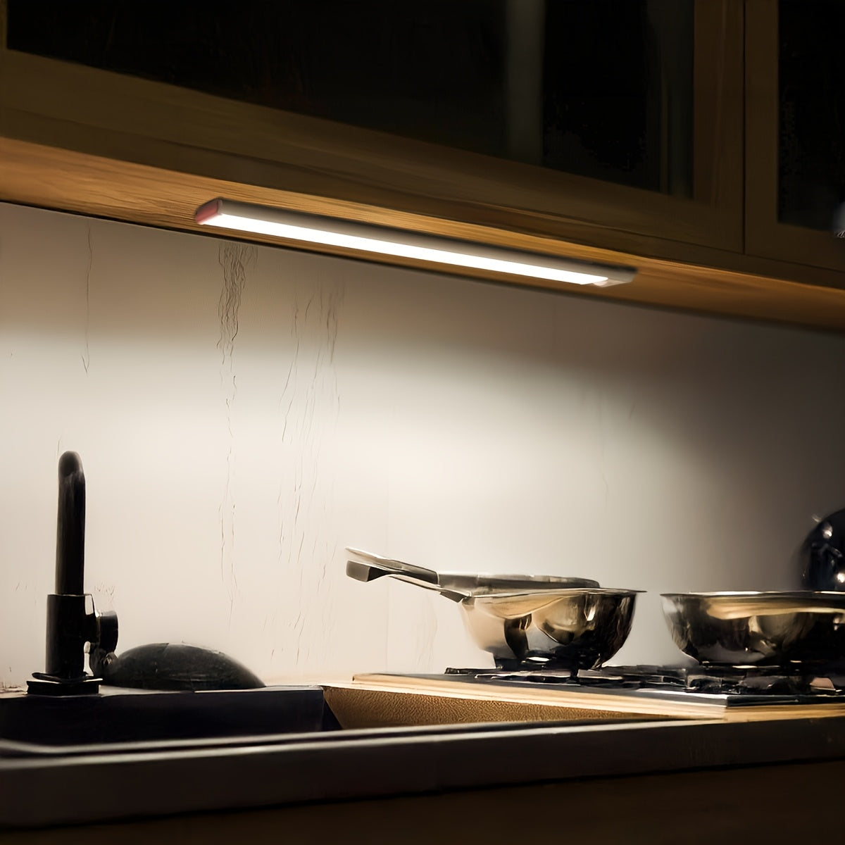 2pcs Under Cabinet Light, Closet Light, Rechargeable Battery Operated Motion Sensor Light Indoor, Magnetic Dimmable Closet Lights, Wireless Under Counter Lights for Kitchen, Stairs metal Shell