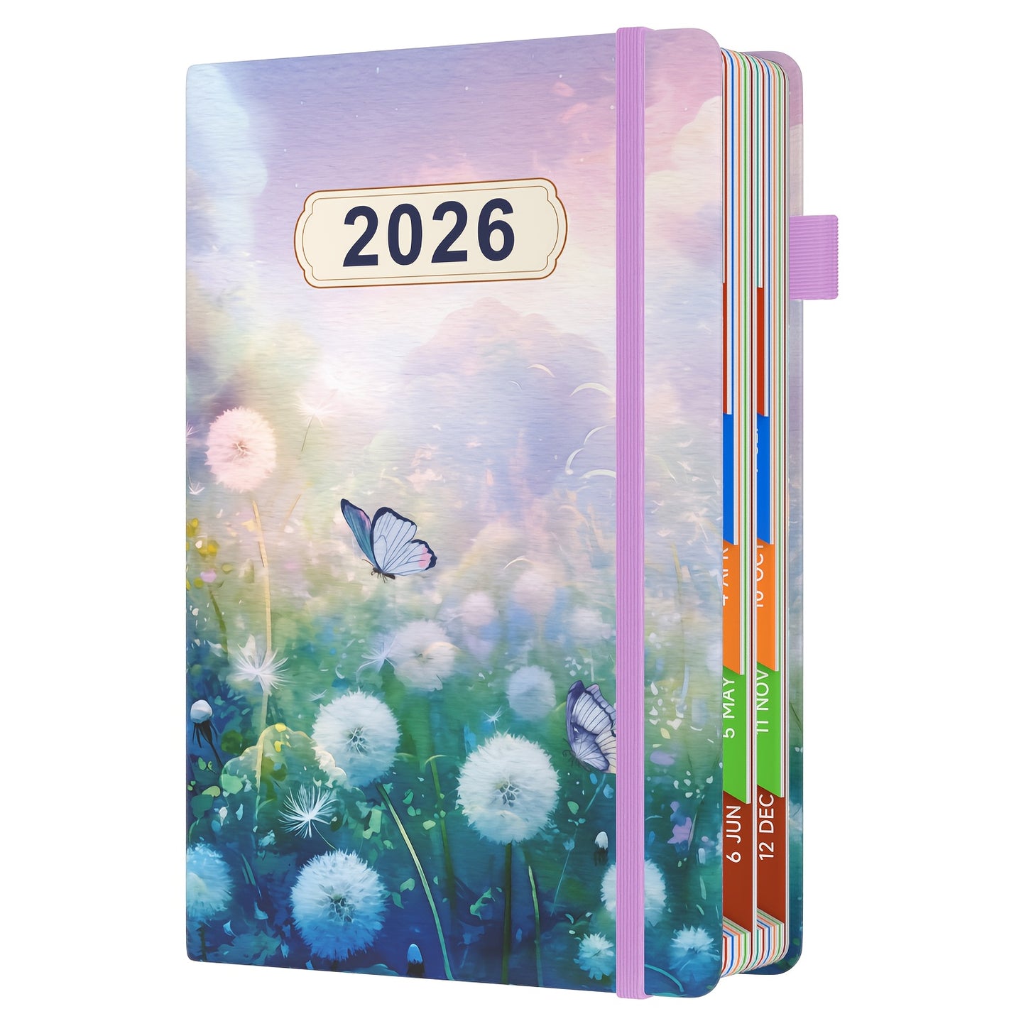 1pc Dzhzal Elegant Floral - Planner with Monthly View, Daily Organizer, Banded Elastic Closure, Pen Loop, Inner Pocket - Compact A5 Notebook (14.48x21.08cm) for Professionals, Students, Personal & Office Use - Perfect Gift Id
