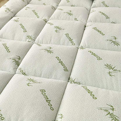 Ultra Soft King Size Mattress Topper - Bamboo Pillow Top Mattress Pad for Pressure Relief, Cooling & Breathable, Foldable Design, All-Size for Bedroom, Hotel, Dorm, Camping - Green Grey, Perfect Holiday Gift, Dorm Room Essent