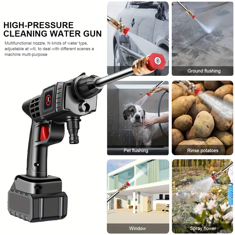 21V Cordless Electric Pressure Washer with 1300mAh Battery and Charger - Handheld Power Washer, Lithium-ion Battery Powered, Ergonomic Design with Adjustable Nozzle &amp; Hose Connector for Cars, Floors, Garden,