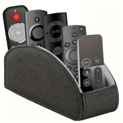 MILITWO 5-Compartment Faux Leather Remote Control Holder - Versatile Desktop Organizer for Appliance Controllers, Brushes, Eyeglasses & Office Supplies - Compact Storage Box with Pen Holder, Ideal for Home & Office Desk Organ