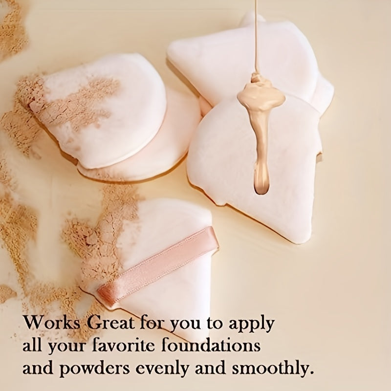 5pcs Soft Triangle Powder Puffs for Loose Powder, Mineral Powder, Body Powder, Velour Cosmetic Foundation Sponges - Nude and Black - Beauty Makeup Tools