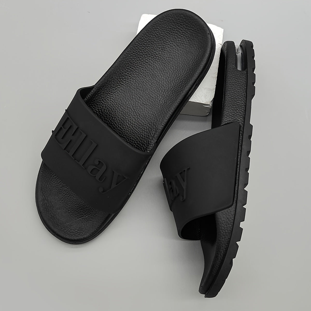 Men'S Fashion Slides, Ellay Brand, Non-Slip Durable Rubber Upper, Comfortable Insole, and Shock-Absorbing PVC Sole