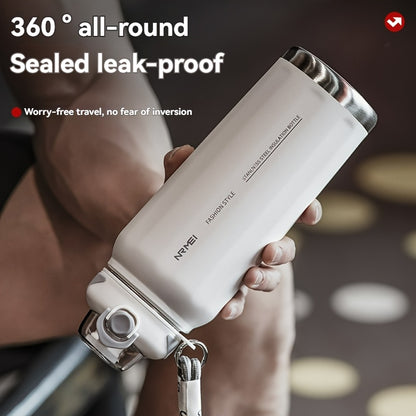 NIRMEI 316 Stainless Steel Insulated Sports Water Bottle with Straw - Leak-Proof, Dual-Use for Hot & Cold Beverages, Car Cup Holder Design, Matte Finish, Portable & Durable for Outdoor Activities, Festive Gift for Valentine'S