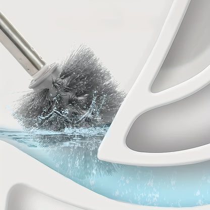 Wall-Mounted Toilet Brush Set with Long Handle - Flexible, No-Dead-Corner Design for Easy Bathroom Cleaning, Includes Stand - Essential Back to School Supplies