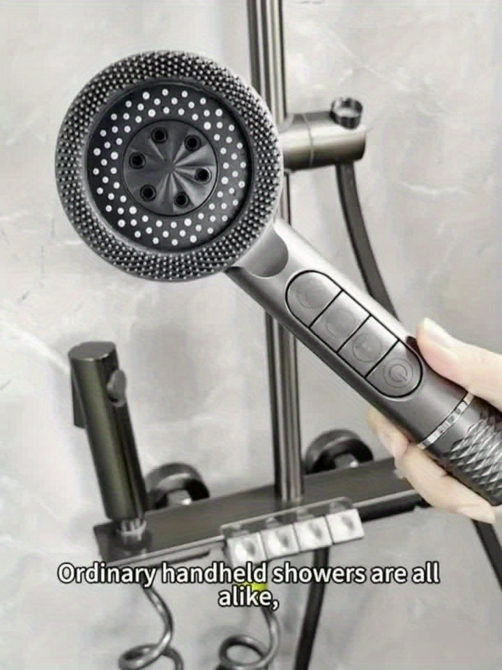 Chuveiro Prague Piano Key: Tubo denso de alta pressão de 1,5 m, mangueira de chuveiro de parede sem furos e conjunto de pulverizador de mão para uso doméstico.