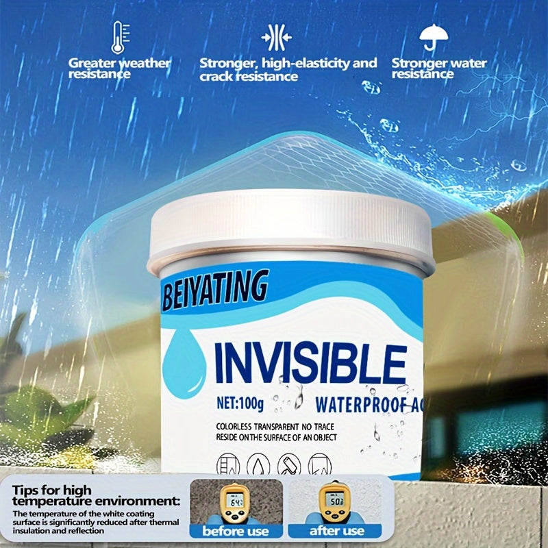 Premium Waterproof Sealer - No Brick Breaking Repair, Transparent Coating Suitable for Floors, Walls, Roofs, etc, - Moisture Protection for Stone, Wood, Tiles, Invisible Waterproof Agent with Brush, Suitable for Kitchen, Gard