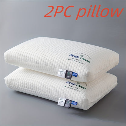 2 Ergonomic Luxury Neck Pillows - Adjustable Cervical Support, Breathing Fabric & Machine Washability for All Sleepers (Side/Back), Hotel-Quality Comfort in Elegant Textured White with Zipper Cover