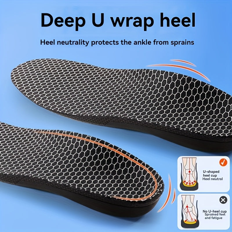 1 Pair MADIFW  Support Sports Insoles - Upgraded TPU Anti-Torque 3.0 System, High Elastic Shock Absorption, Breathable & Comfortable for Active Lifestyles, Black with Orange Accents