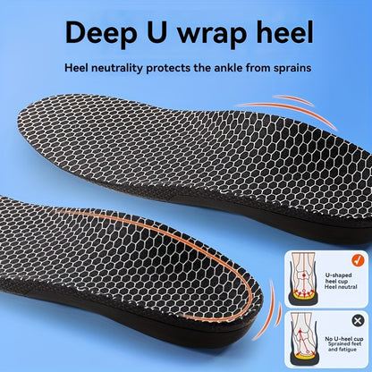 1 Pair MADIFW  Support Sports Insoles - Upgraded TPU Anti-Torque 3.0 System, High Elastic Shock Absorption, Breathable & Comfortable for Active Lifestyles, Black with Orange Accents