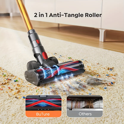 46000Pa/55Min Vacuum Cleaner Cordless, Cordless Vacuum Cleaner Super Quiet, Powerful Cordless Stick Vacuum Cleaner with LED Display/Anti-Tangle Brush, Detachable Battery, Lightweight 1.5L Dust Cup Perfect for Pet Hair, Floor,